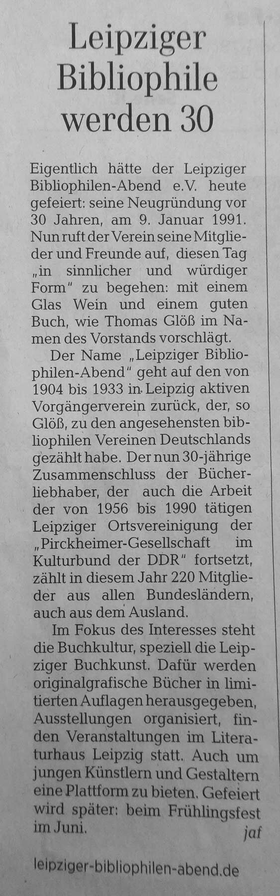Zeitungsausschnitt des Presseartikels